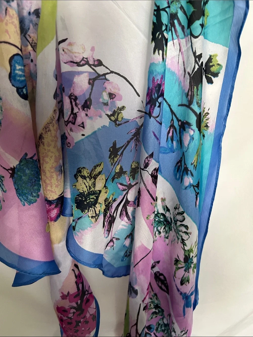 Vince Camuto Floral Sheer Scarf in Pink, Blue, Green and Yellow